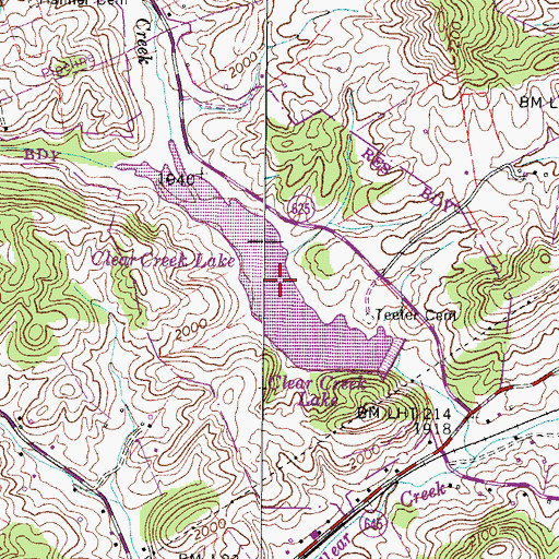 Topographic Map of Clear Creek Lake, VA