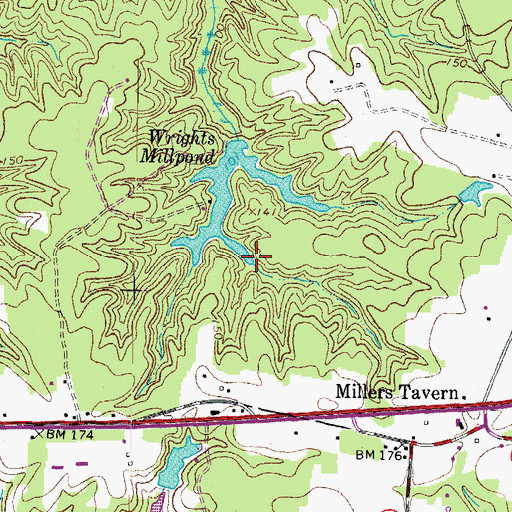 Topographic Map of Wrights Millpond, VA
