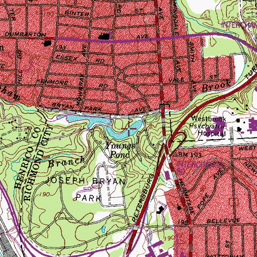 Topographic Map of Youngs Pond, VA