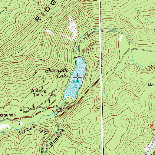 Topographic Map of Sherando Lake, VA