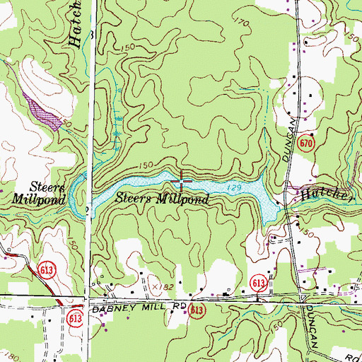 Topographic Map of Steers Millpond, VA