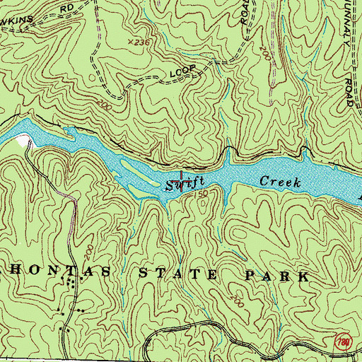 Topographic Map of Swift Creek Lake, VA