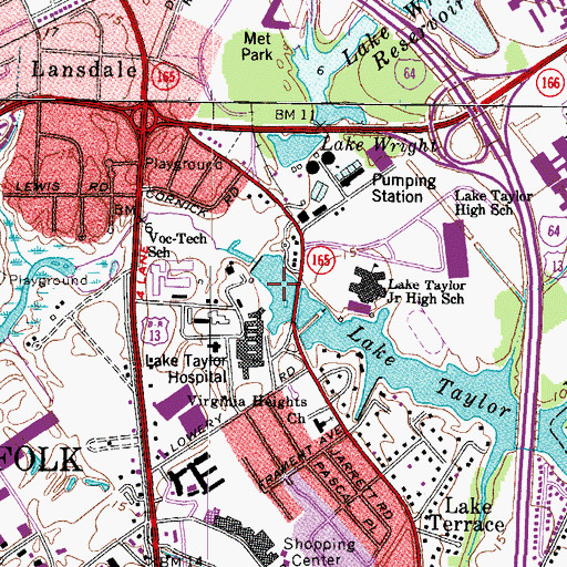 Topographic Map of Lake Taylor, VA