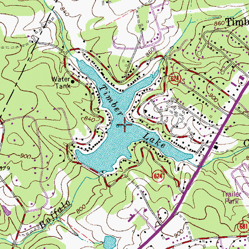 Topographic Map of Timber Lake, VA