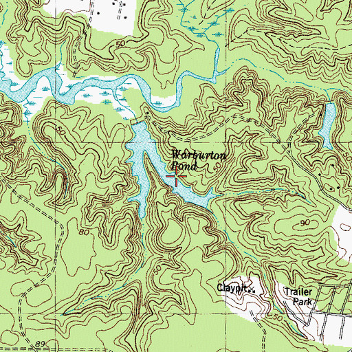 Topographic Map of Warburton Pond, VA