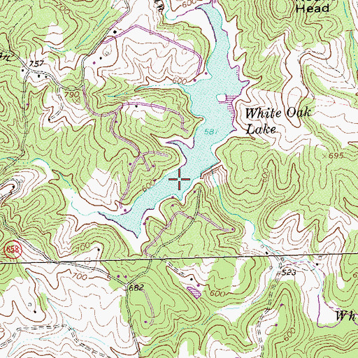Topographic Map of White Oak Lake, VA