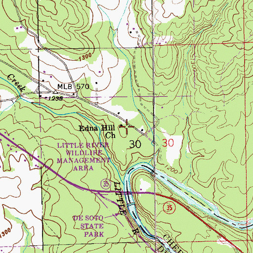 Topographic Map of Edna Hill Church, AL
