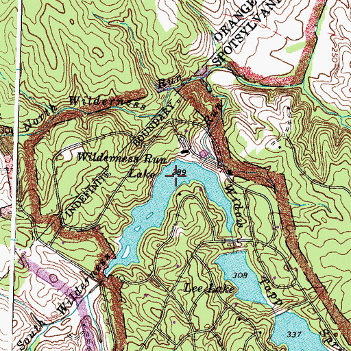 Topographic Map of Wilderness Run Lake, VA