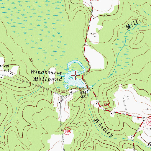 Topographic Map of Windbourne Mill Pond, VA