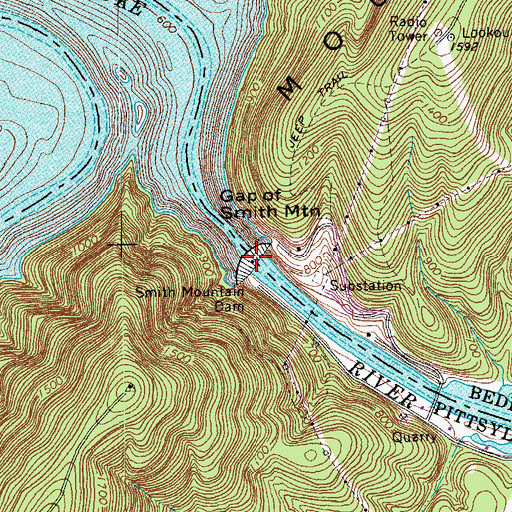 Topographic Map of Smith Mountain Dam, VA