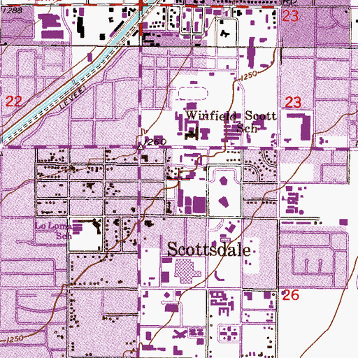Topographic Map of Scottsdale Mall, AZ