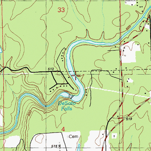 Topographic Map of Ellison Cemetery, AL