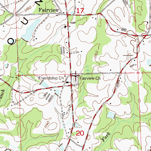 Topographic Map of Fairview Church, AL