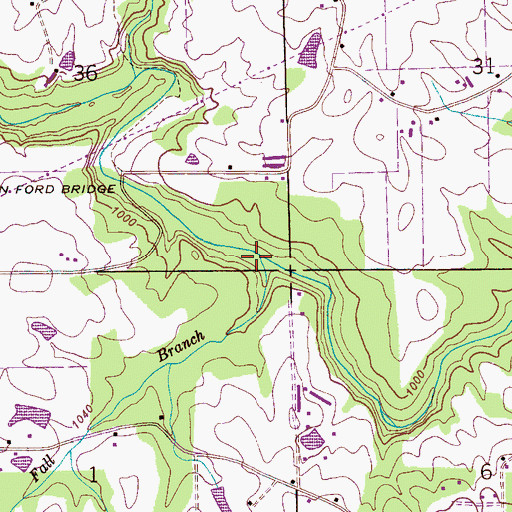 Topographic Map of Fall Branch, AL