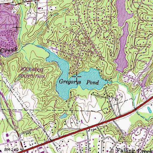 Topographic Map of Gregorys Pond, VA