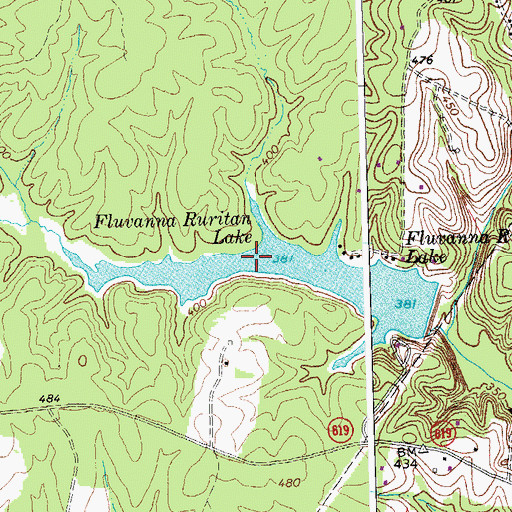 Topographic Map of Fluvanna Ruritan Lake, VA