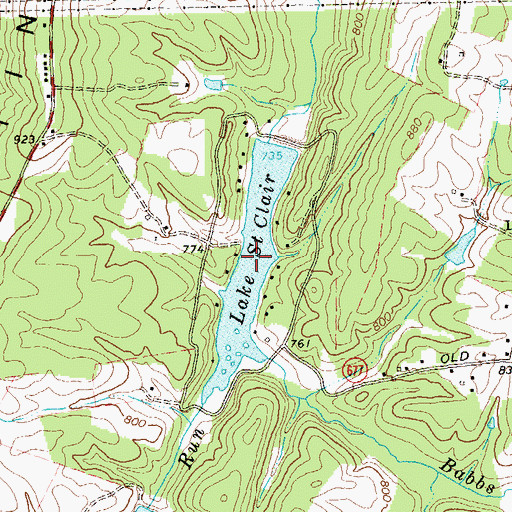 Topographic Map of Lake Saint Clair, VA