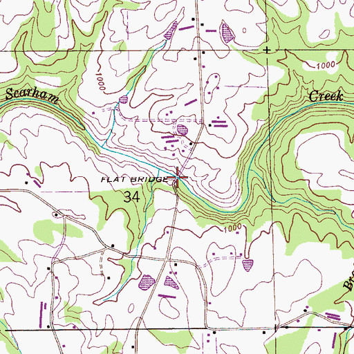 Topographic Map of Flat Bridge, AL