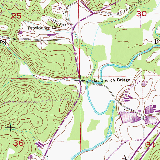 Topographic Map of Flat Church Bridge, AL