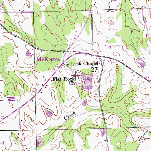 Topographic Map of Flat Rock Church, AL