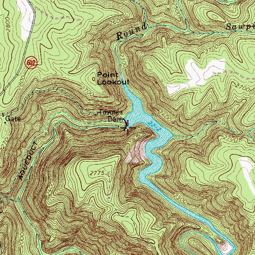 Topographic Map of Townes Dam, VA