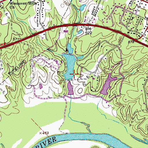 Topographic Map of Boatwright Dam, VA