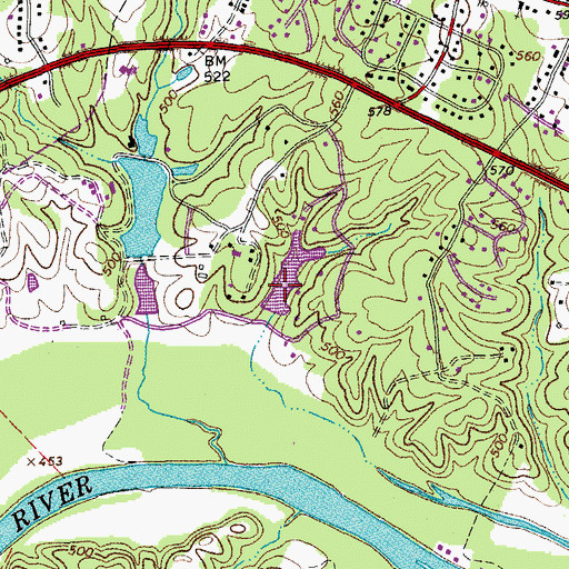 Topographic Map of Boatwright Dam, VA