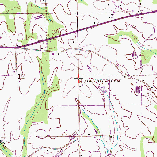 Topographic Map of Forester Cemetery, AL