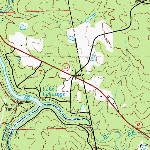 Topographic Map of Four Roads, AL