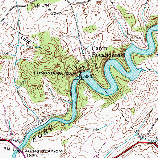 Topographic Map of Edmondson Dam, VA