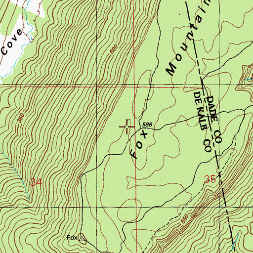 Topographic Map of Fox Mountain, AL