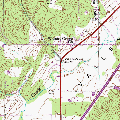 Topographic Map of Franklin Cemetery, AL