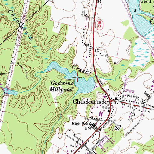 Topographic Map of Godwins Millpond, VA