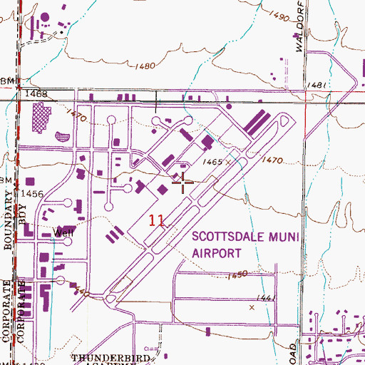 Topographic Map of Scottsdale Airport, AZ