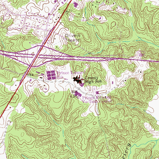 Topographic Map of Robert R Moton High School, VA