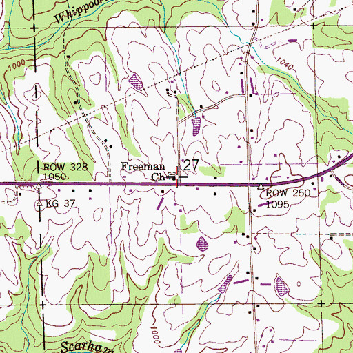 Topographic Map of Freeman Church, AL