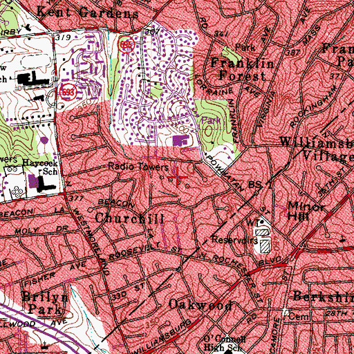 Topographic Map of WMZQ-AM (Arlington), VA