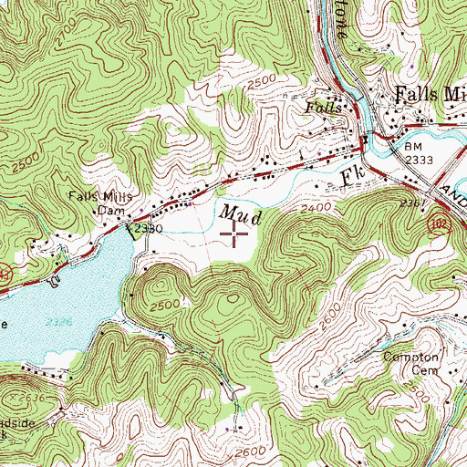 Topographic Map of WBDY-AM (Bluefield), VA