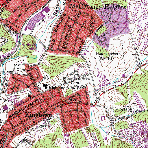 Topographic Map of WFHG-AM (Bristol), VA