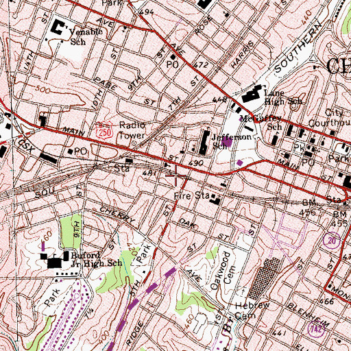 Topographic Map of WKAV-AM (Charlottesville), VA