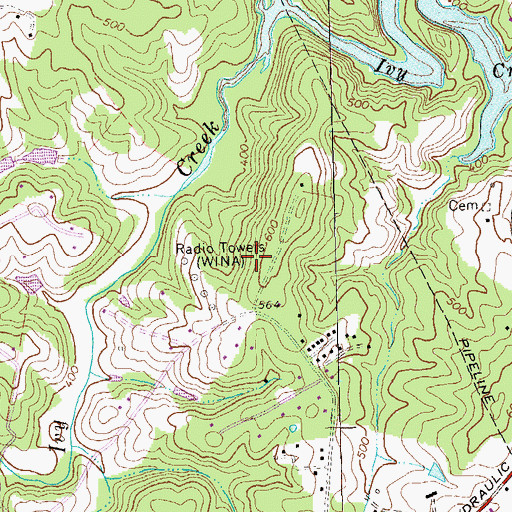 Topographic Map of WINA-AM (Charlottesville), VA