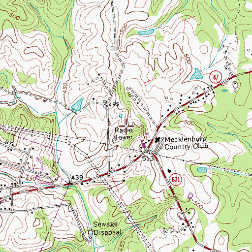 Topographic Map of WMEK-AM (Chase City), VA