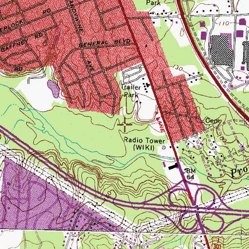Topographic Map of WGGM-AM (Chester), VA