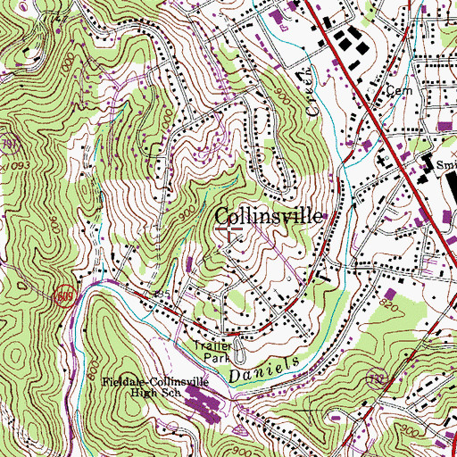 Topographic Map of WFIC-AM (Collinsville), VA