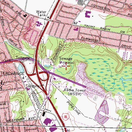 Topographic Map of WSTK-AM (Colonial Heights), VA
