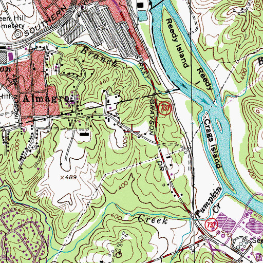 Topographic Map of WILA-AM (Danville), VA