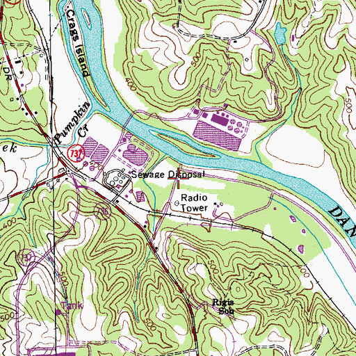 Topographic Map of WVOV-AM (Danville), VA