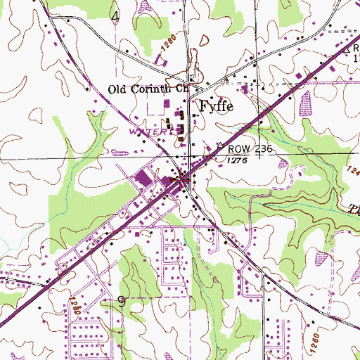 Topographic Map of Fyffe, AL