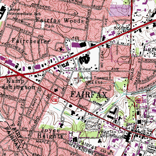 Topographic Map of WDCT-AM (Fairfax), VA