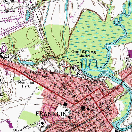 Topographic Map of WLQM-AM (Franklin), VA